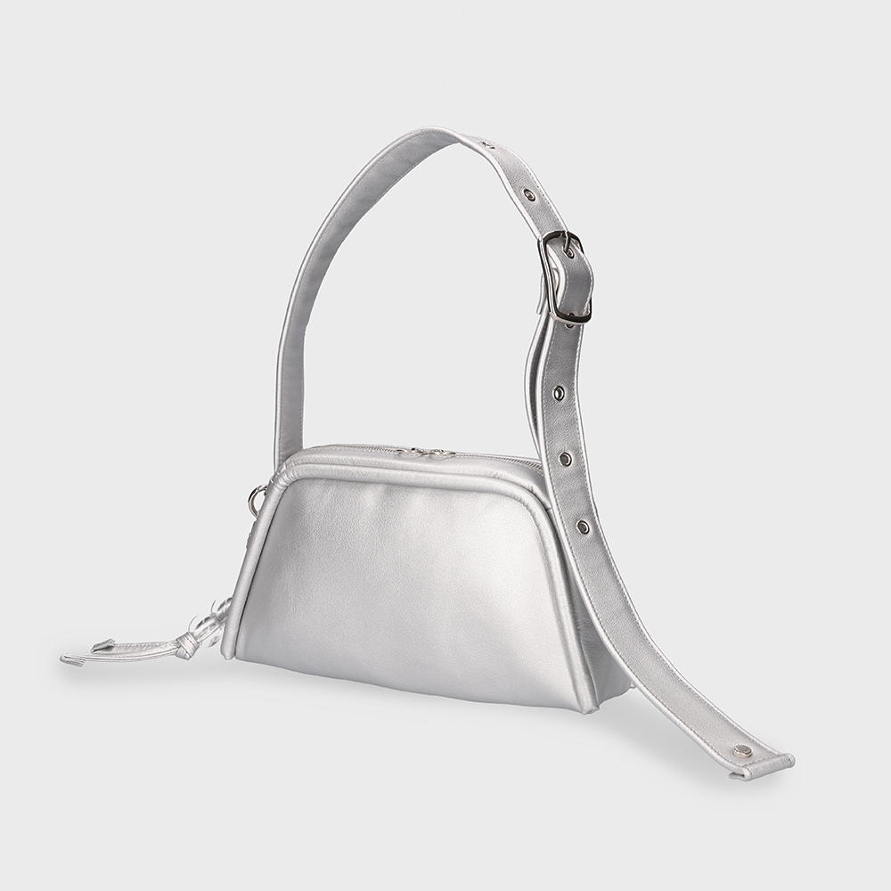 BEAD BAG SILVER LEATHER